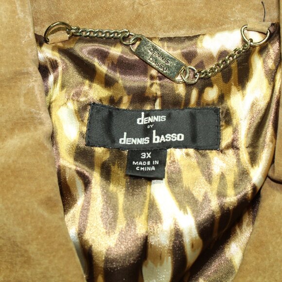 Dennis Basso Size 3X Tan Suede Gold-toned Twist Button Jacket - Picture 4 of 7